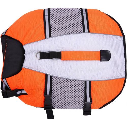  QBLEEV Dog Life Jacket Small,Life Vests Medium for Swimming, Dogs Pool Float Coat Swimsuits Flotation Device Life Preserver Belt Lifesaver Flotation Suit for Pet Bulldog Labrad