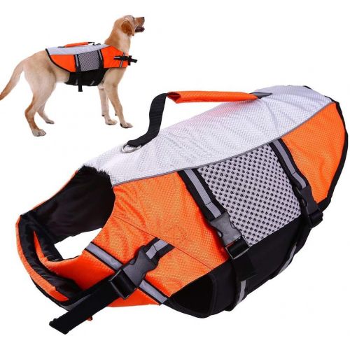  QBLEEV Dog Life Jacket Small,Life Vests Medium for Swimming, Dogs Pool Float Coat Swimsuits Flotation Device Life Preserver Belt Lifesaver Flotation Suit for Pet Bulldog Labrad