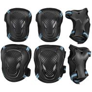 QCHOMEE Kids Adult Knee Pads Elbow Pads Elbow Pads Wrist Guards Protective Gear Set for Skateboard Biking Riding Cycling Sport Scooter Skates BMX Bicycle, for Kid Children Teenager