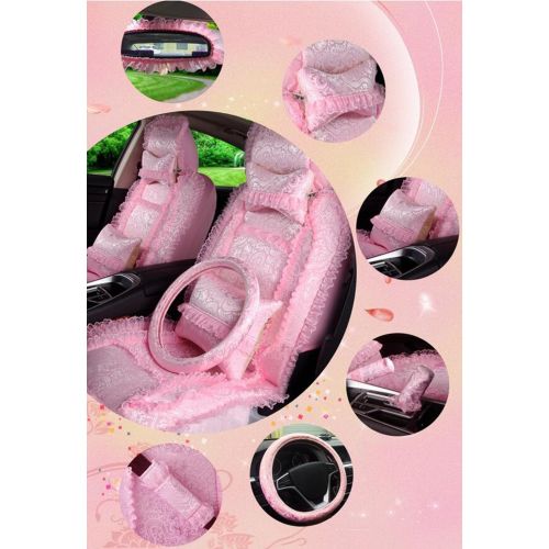  QCZT O Auto Summer Car Seat Pad Lady Cartoon Cute Car Mat Lace Pastoral Style Four Seasons Mat Cool Pad, Light Pink