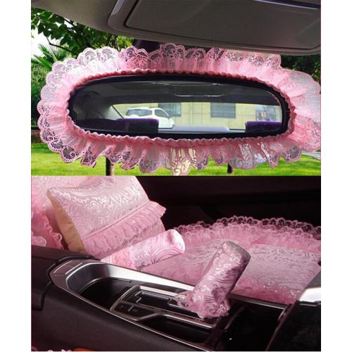  QCZT O Auto Summer Car Seat Pad Lady Cartoon Cute Car Mat Lace Pastoral Style Four Seasons Mat Cool Pad, Light Pink