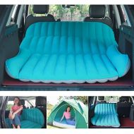 SUV Air Mattress Thickened and Double Side Flocked Travel Outdoor Mattress Back Camping Sleeping Pads for SUV Back Seat 4 Air Bags（Fruit Green and Space Gray）