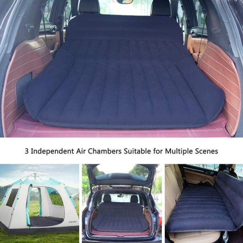  QDH SUV Air Mattress-Thickened Car Bed Back Seat Mattress-Portable Car Mattress for Vehicle Cushion Air Bed Inflatable Mattress with Air-Pump-Camping Blow Up Mattress for car (Blue