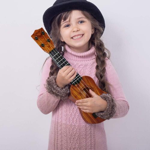  [아마존베스트]QDH Kids Toy Ukulele, Kids Guitar Musical Toy,15 Inch 4 Strings, with Pick, Kids Play Early Educational Learning Musical Instrument Gift for Preschool Children, Ages 2-5(Wooden Col