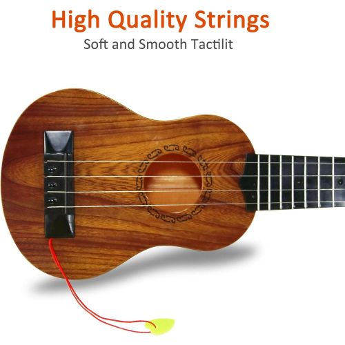  [아마존베스트]QDH Kids Toy Ukulele, Kids Guitar Musical Toy,15 Inch 4 Strings, with Pick, Kids Play Early Educational Learning Musical Instrument Gift for Preschool Children, Ages 2-5(Wooden Col