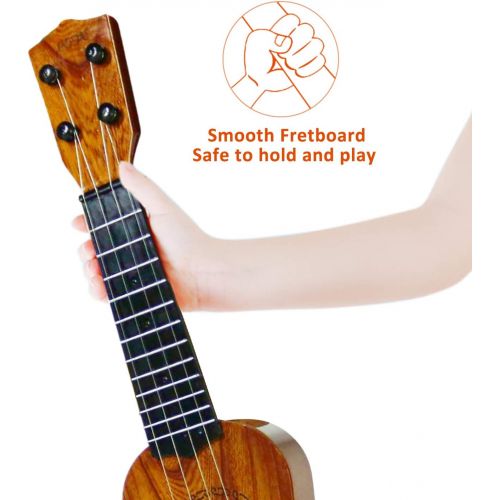  [아마존베스트]QDH Kids Toy Ukulele, Kids Guitar Musical Toy,15 Inch 4 Strings, with Pick, Kids Play Early Educational Learning Musical Instrument Gift for Preschool Children, Ages 2-5(Wooden Col