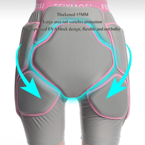  Q-FFL Hip Protector Padded Short Pants, Tailbone Hip Butt Pad, Protective Padded Shorts for Inline Skating, Skateboarding, 70-85kg