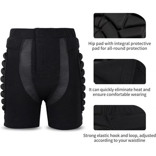  Q-FFL Teenagers 3D Padded Shorts, Tailbone Hip Protection Pads, Breathable Protective Gear for Skating Cycling Outdoor Activities (Size : Small)