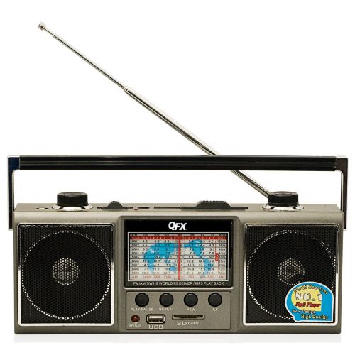  Qfx QFX J-114U AMFM Shortwave Radio with USB and SD Card Slot
