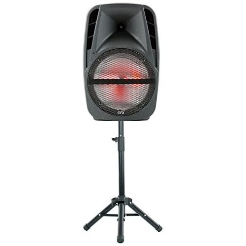  QFX PBX-61161 15 Portable Party Speaker with Wireless Microphone & Stand