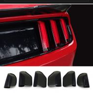 QHCP Acrylic 6Pcs Car Rear Tail Light Lamp Cover Smoked Black Protector Sticker for Ford Mustang 2015 2016 2017