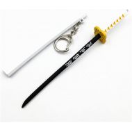 QHWJ Gift Props Sword Prop Keychain Toy Anime Ninja Knife Weapon Prop Katana Toys Model Keyring, for Demon Slayer Agatsuma Zenitsu, Katana Samurai Sword Prop Key Chain, 15 cm