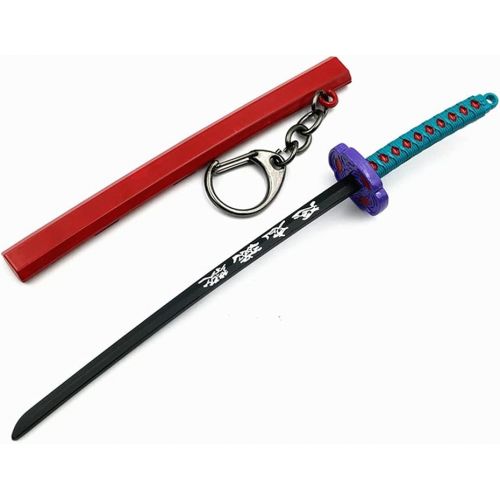  QHWJ Gift Props Sword Prop Keychain Toy Anime Ninja Knife Weapon Prop Katana Toys Model Keyring, for Demon Slayer Kokushibou, Armed Katana Samurai Sword Prop, 15 cm