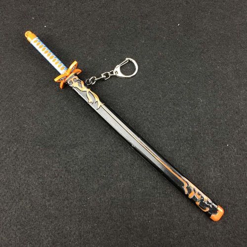  QHWJ Gift Props Sword Prop Keychain Toy Anime Ninja Knife Weapon Prop Katana Toys Model Keyring, for Demon Slayer Kochou Shinobu, Katana Samurai Sword Prop Key Chain, 22 cm