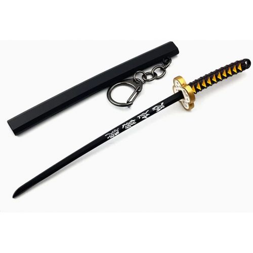  QHWJ Gift Props Sword Prop Keychain Toy Anime Ninja Knife Weapon Prop Katana Toys Model Keyring, for Demon Slayer Kaigaku, Katana Samurai Sword Prop Key Chain, 15 cm