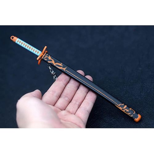  QHWJ Gift Props Sword Prop Keychain Toy Anime Ninja Knife Weapon Prop Katana Toys Model Keyring, for Demon Slayer Kochou Shinobu, Katana Samurai Sword Prop Key Chain, 22 cm