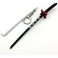 QHWJ Gift Props Sword Prop Keychain Toy Anime Ninja Knife Weapon Prop Katana Toys Model Keyring, for Demon Slayer Kochou Shinobu, Katana Samurai Sword Prop Key Chain, 15 cm