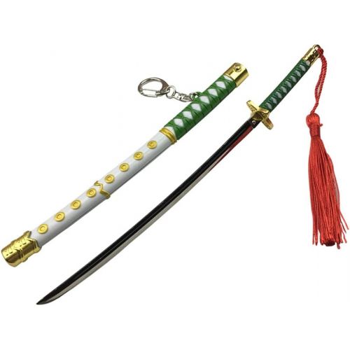  QHWJ Gift Props Sword Prop Keychain Toy Anime Ninja Knife Weapon Prop Katana Toys Model Keyring, for ONE Piece Tashigi, Katana Samurai Sword Prop Key Chain, 22 cm