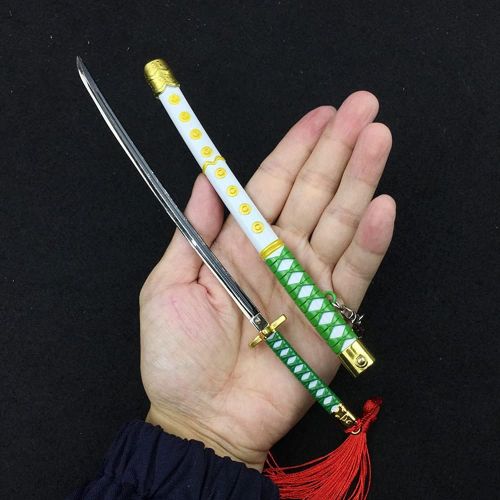  QHWJ Gift Props Sword Prop Keychain Toy Anime Ninja Knife Weapon Prop Katana Toys Model Keyring, for ONE Piece Tashigi, Katana Samurai Sword Prop Key Chain, 22 cm