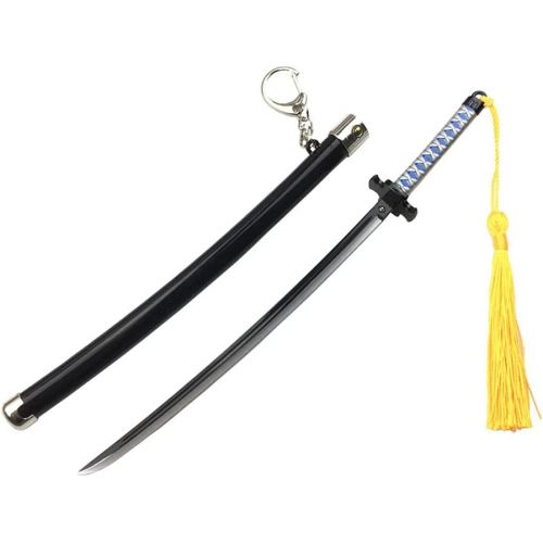  QHWJ Gift Props Sword Prop Keychain Toy Anime Ninja Knife Weapon Prop Katana Toys Model Keyring, for Demon Slayer Kamado Tanjirou, Katana Samurai Sword Prop Key Chain, 22 cm
