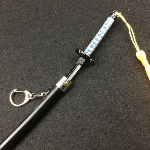  QHWJ Gift Props Sword Prop Keychain Toy Anime Ninja Knife Weapon Prop Katana Toys Model Keyring, for Demon Slayer Kamado Tanjirou, Katana Samurai Sword Prop Key Chain, 22 cm