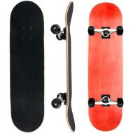 QIAOLI Skateboards for Beginners Four-Wheel Double Maple Deck Long Board Professional Skate Board with Skateboard Metal Bracket Scooter (Color : Red)