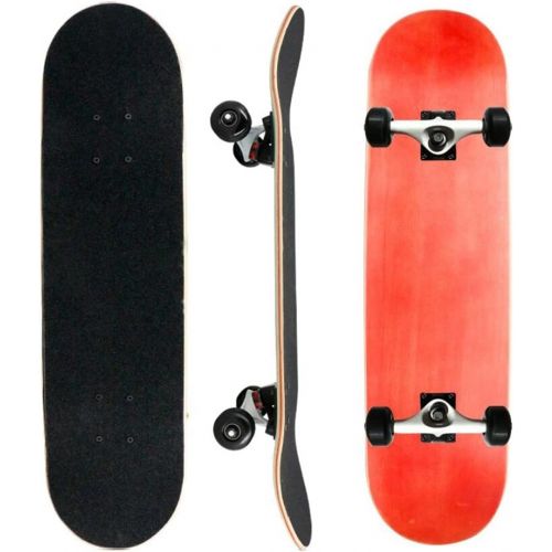  QIAOLI Skateboards for Beginners Four-Wheel Double Maple Deck Long Board Professional Skate Board with Skateboard Metal Bracket Scooter (Color : Red)