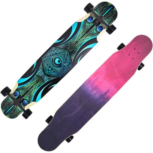  QIAOLI Four Rounds Skateboard Mute Skate Board Double Rocker Skateboard Non-Slip Hip-hop Board for Adult 8-Layer Maple (Color : D)