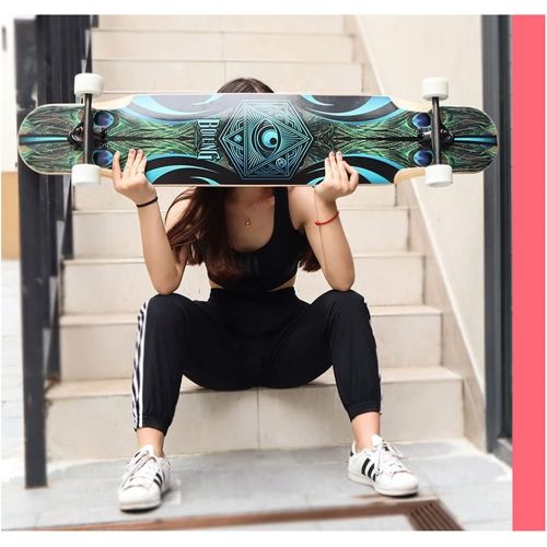  QIAOLI Four Rounds Skateboard Mute Skate Board Double Rocker Skateboard Non-Slip Hip-hop Board for Adult 8-Layer Maple (Color : D)