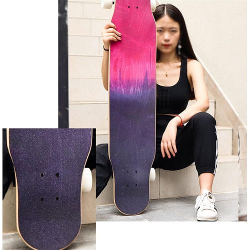  QIAOLI Four Rounds Skateboard Mute Skate Board Double Rocker Skateboard Non-Slip Hip-hop Board for Adult 8-Layer Maple (Color : D)