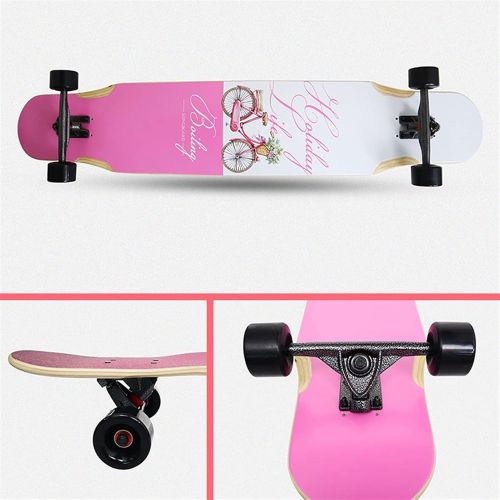  QIAOLI Four Rounds Skateboard Mute Skate Board Double Rocker Skateboard Non-Slip Hip-hop Board for Adult 8-Layer Maple (Color : D)