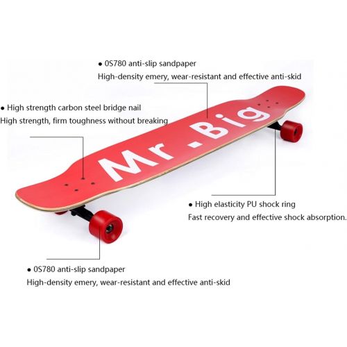  QIAOLI 8-Layer Maple Skateboard Double Rocker Four-Wheel Skate Board Special Hip-hop Board Anti-Skid Sandpaper Skateboard (Color : D)
