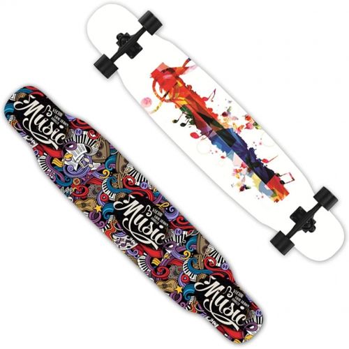  QIAOLI 8-Layer Maple Skateboard Double Rocker Four-Wheel Skate Board Special Hip-hop Board Anti-Skid Sandpaper Skateboard (Color : D)