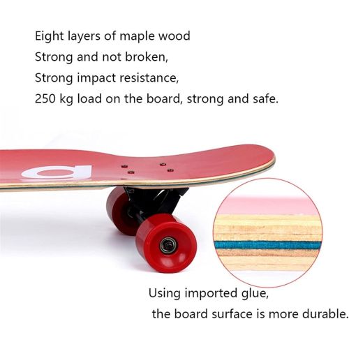  QIAOLI 8-Layer Maple Skateboard Double Rocker Four-Wheel Skate Board Special Hip-hop Board Anti-Skid Sandpaper Skateboard (Color : D)