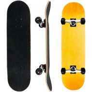 QIAOLI Skateboards for Beginners Four-Wheel Double Maple Deck Long Board Professional Skate Board with Skateboard Metal Bracket Scooter (Color : Yellow)