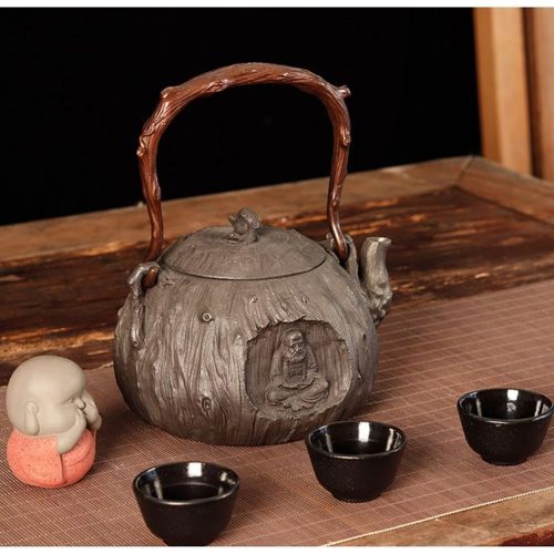  QIAOLI Tetsubin Tea Kettle Handmade Iron Tea Kettle Chinese Teakettle Teapot with Copper Handle for Electric Stove Gas Stove Wood Stove Stove Top Tea Kettle