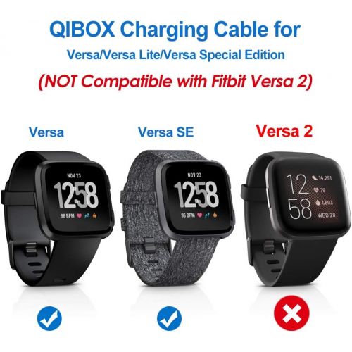  [아마존베스트]QIBOX Compatible Fitbit Versa Charger, 2-Pack Replacement USB Charging Cable Dock Stand Compatible Fitbit Versa/Lite Edition/Special Edition Smartwatch, (3 feet) Sturdy Power Charg