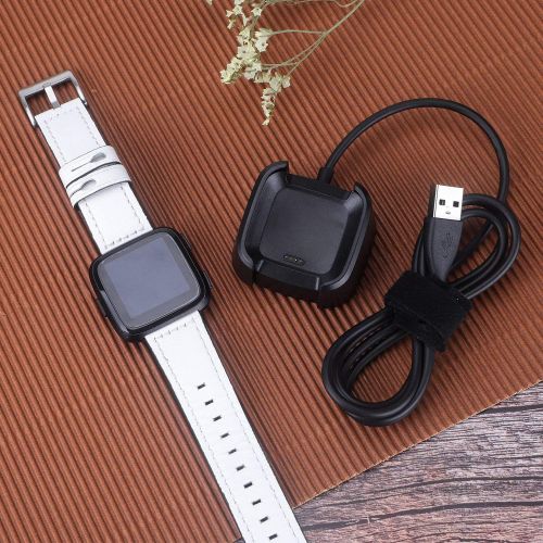  [아마존베스트]QIBOX Compatible Fitbit Versa Charger, 2-Pack Replacement USB Charging Cable Dock Stand Compatible Fitbit Versa/Lite Edition/Special Edition Smartwatch, (3 feet) Sturdy Power Charg