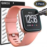 [아마존베스트]QIBOX Screen Protector Compatible for Versa & Versa Lite Edition, 3-Pack Waterproof Tempered Glass Screen Protector Compatible with Versa Smart Watch [Ultra Clear/Scratch Resistant