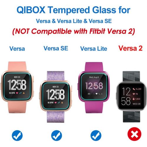  [아마존베스트]QIBOX Screen Protector Compatible for Versa & Versa Lite Edition, 3-Pack Waterproof Tempered Glass Screen Protector Compatible with Versa Smart Watch [Ultra Clear/Scratch Resistant