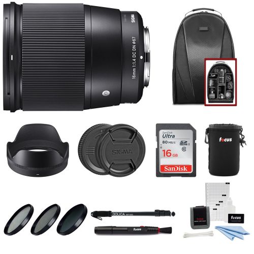  Sigma 16mm f1.4 DC DN Contemporary Lens for Sony E W16GB SD Card & Travel Kit