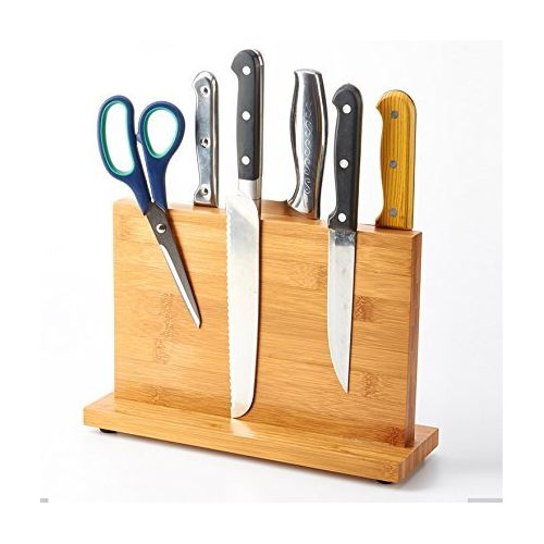  QIKE Bamboo Magnetic Knife Block Stand Holder Strong Magnetic to Ensure Security