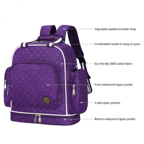 QIMIAOBABY Diaper Bag Smart Organizer Waterproof Travel Diaper Backpack Handbag with...
