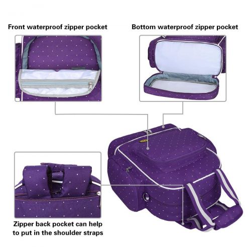  QIMIAOBABY Diaper Bag Smart Organizer Waterproof Travel Diaper Backpack Handbag with...