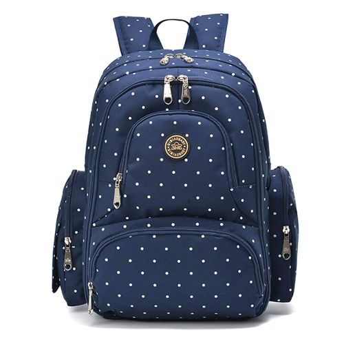  QIMIAOBABY Qimiaobaby Multi-Function Baby Diaper Bag Backpack with Changing Pad and Portable Insulated Pocket (Blue dots)