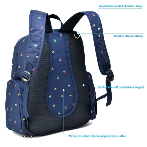  QIMIAOBABY Qimiaobaby Multi-Function Baby Diaper Bag Backpack with Changing Pad and Portable Insulated Pocket (Blue dots)