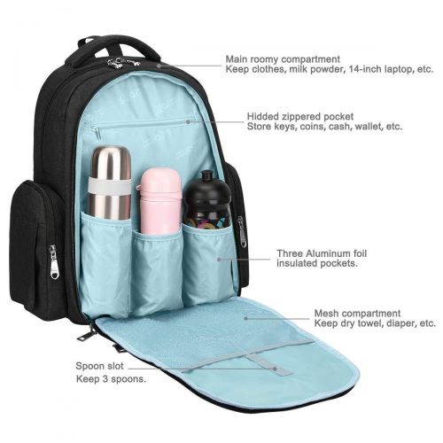  QIMIAOBABY QiMiaoBaBy Diaper Bag Smart Organizer Waterproof Travel Diaper Backpack Handbag with Changing...