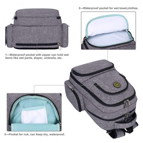  QIMIAOBABY QiMiaoBaBy Diaper Bag Smart Organizer Waterproof Travel Diaper Backpack Handbag with Changing...