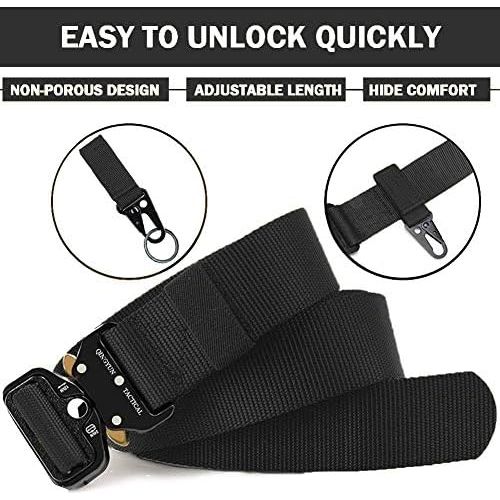  QINGYUN RONGQI 2 Pack Tactical Belt,Military Style Quick Release Belt,1.5 Nylon Riggers Belts for Men,Heavy-Duty Quick-Release Metal Buckle