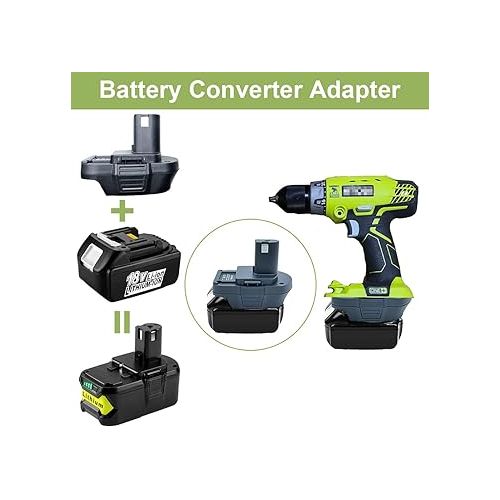  Battery Adapter for Makita 18V Lithium Battery to Ryobi 18V One+ Lithium-Ion Cordless Tool, Convert Makita 18V Battery BL1860B BL1850B BL1840 BL1830B BL1815 to Ryobi 18V Battery P102 P108